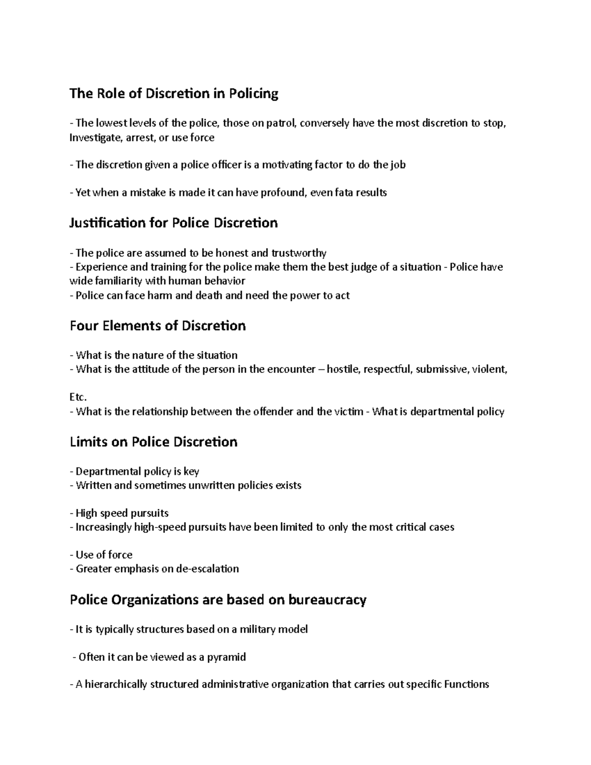 Criminal justice 14 CRMJ 254 The Role of Discretion in Policing The