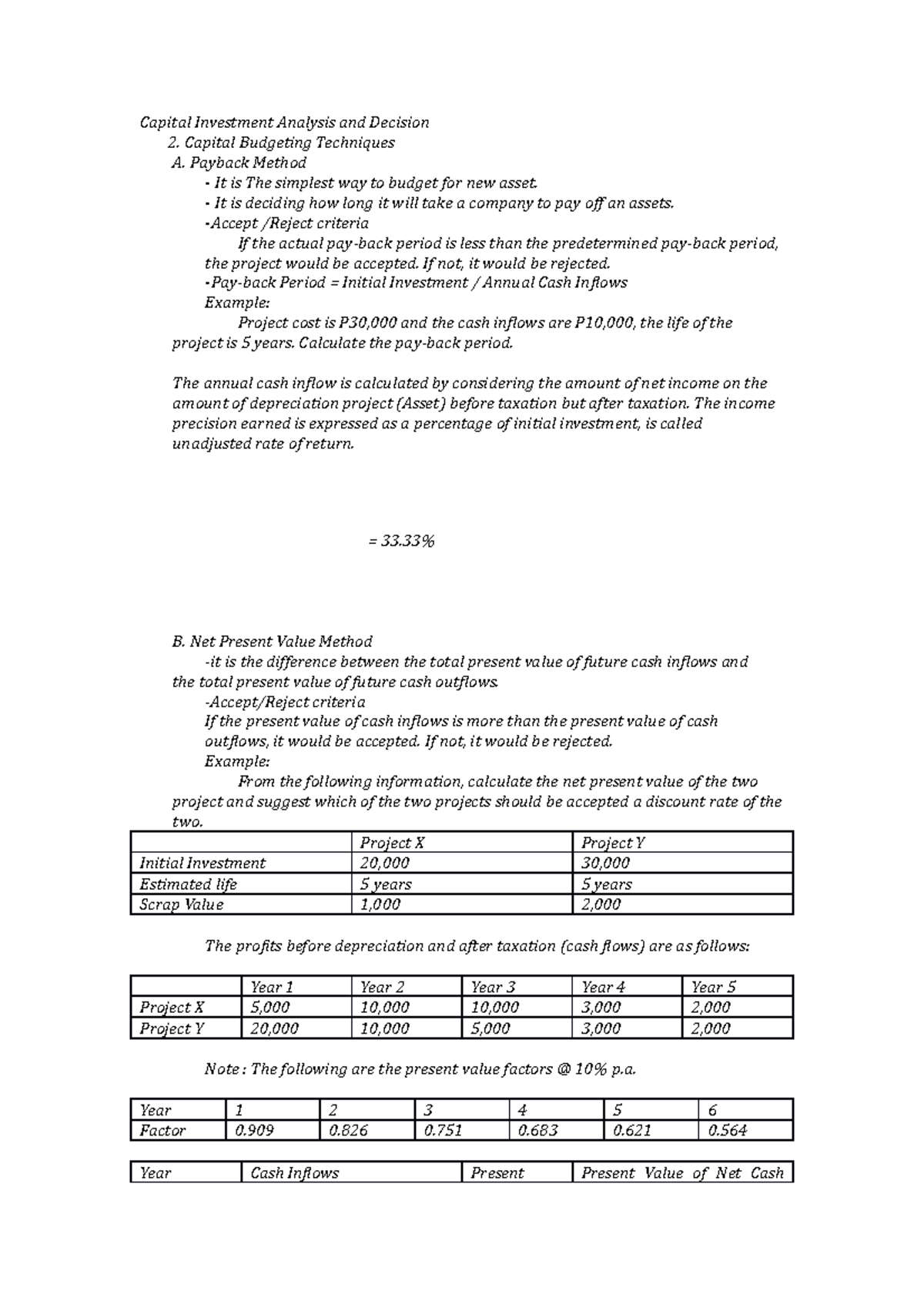 Capital-Budgeting-techniques - Capital Investment Analysis and Decision ...