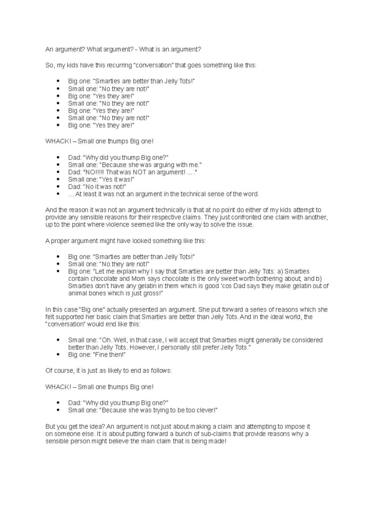 QMI Notes - An argument? What argument? - What is an argument? So, my ...
