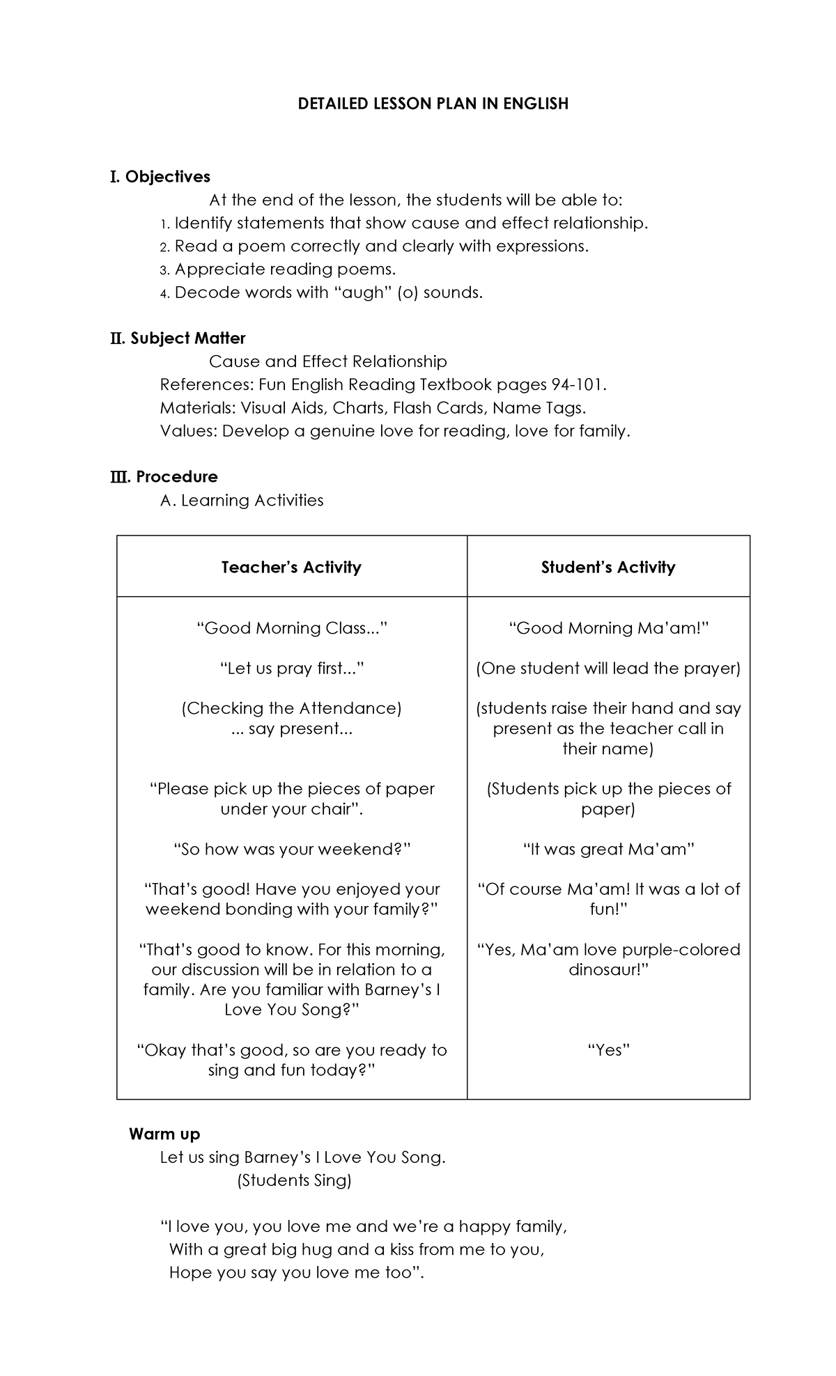 Toaz - I Want This Detailed Lesson Plan Badlyy - DETAILED LESSON PLAN ...