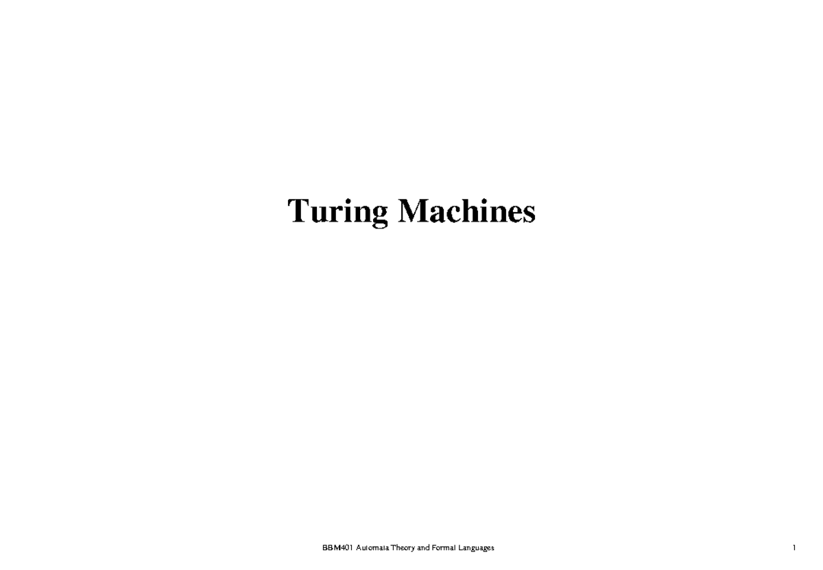 Lec09-Turing Machines - Turing Machines Turing Recognizable Languages ...