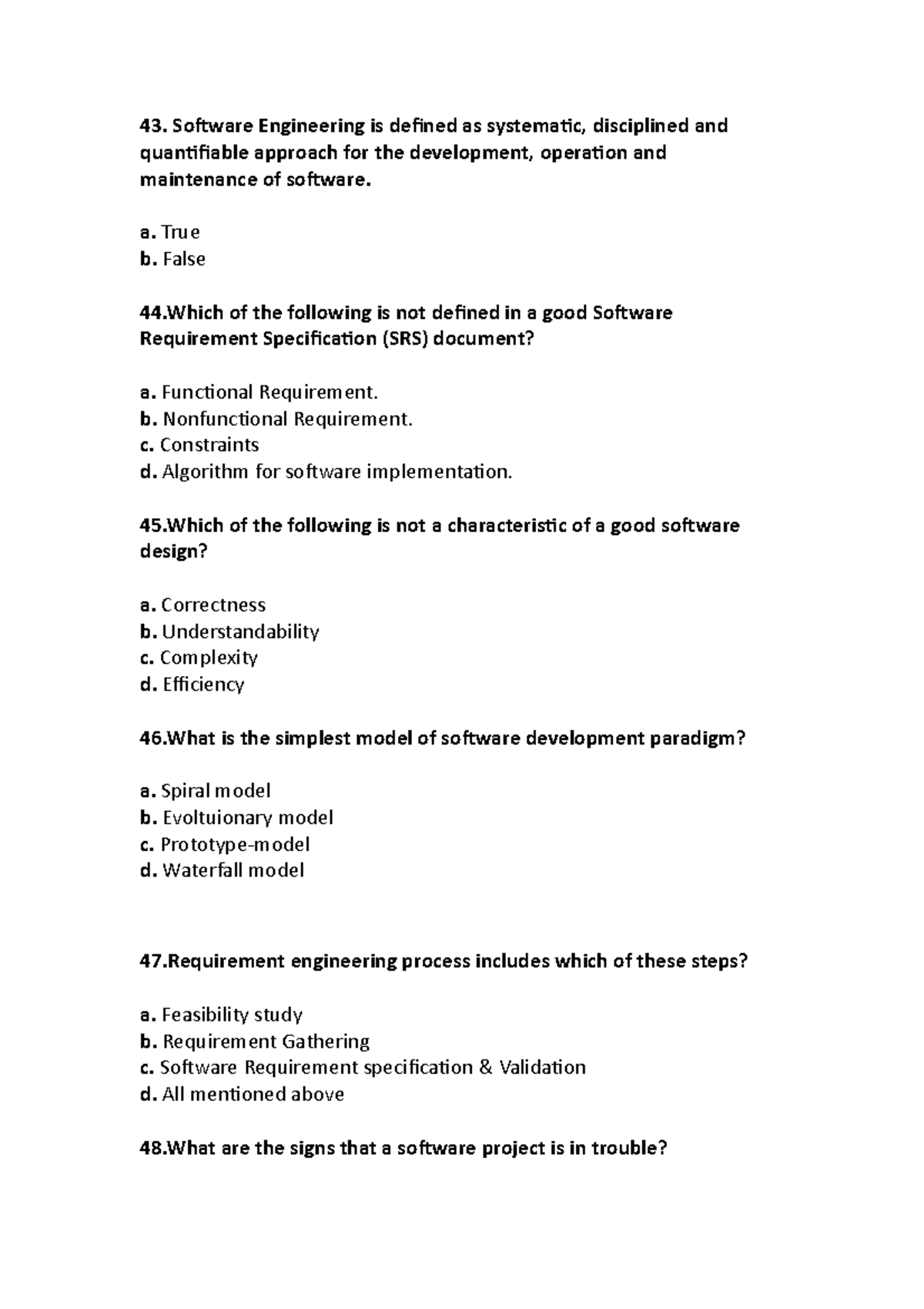 Test3 MCQ MCQs of software engineering Software Engineering is