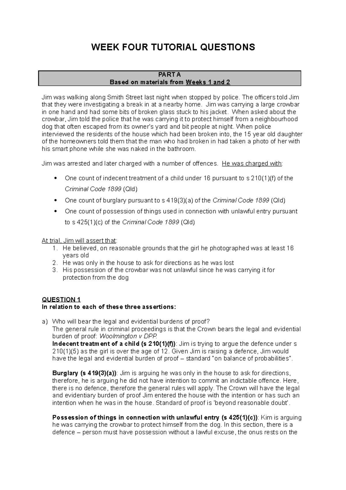 Week Four Tututorial Questions And Answers Week Four Tutorial Week Four Tututorial Questions And Answers Week Four Tutorial