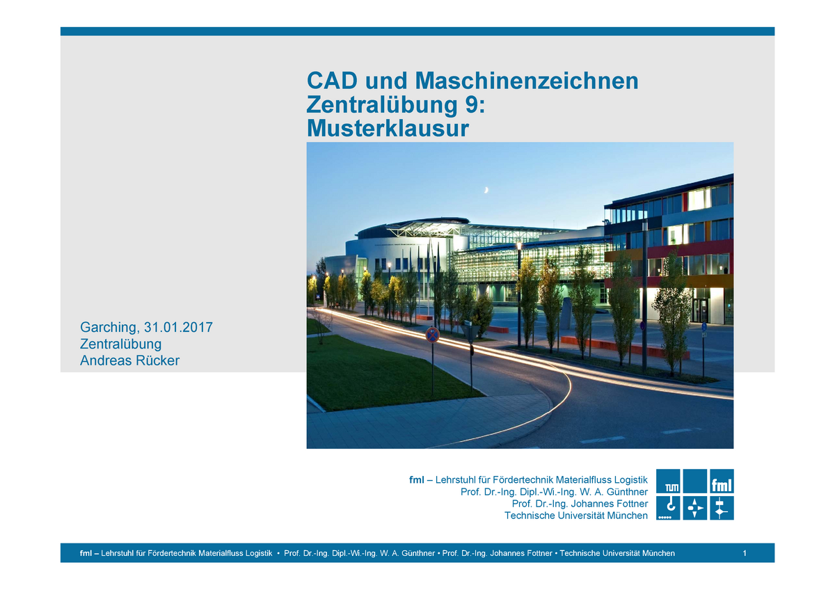 CAD Musterklausur 1.Teil (MSE) - An exemplar exam - StuDocu