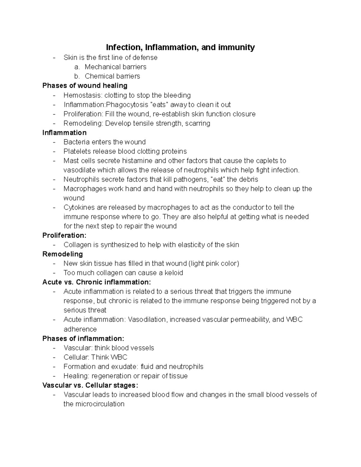 Infection, Inflammation, and immunity - Mechanical barriers b. Chemical ...