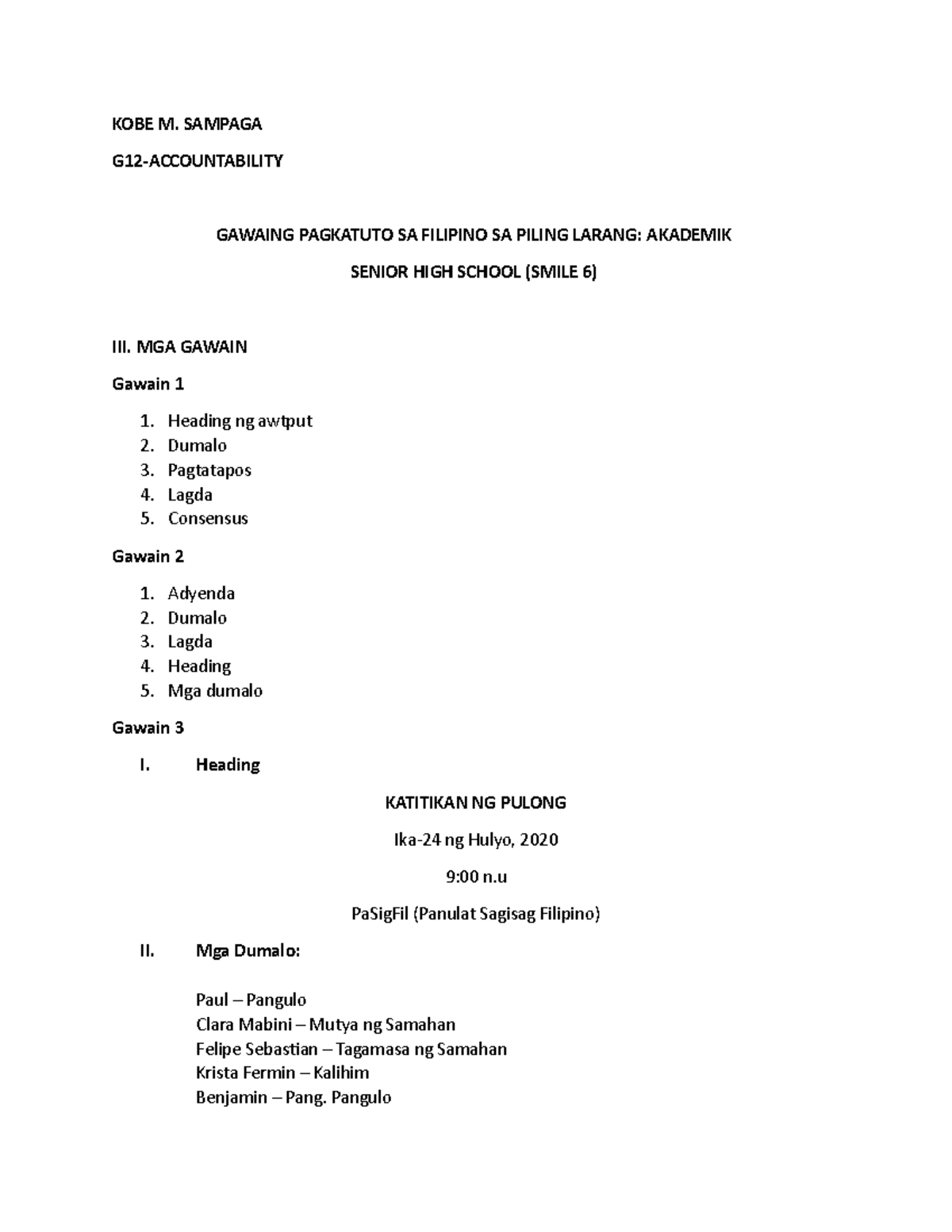 Fil. sa piling larangan M6 - KOBE M. SAMPAGA G12-ACCOUNTABILITY GAWAING ...