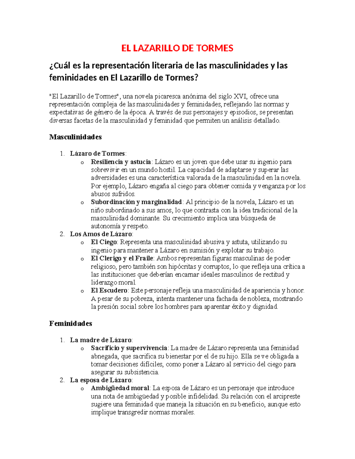 El Lazarillo De Tormes - ESI - EL LAZARILLO DE TORMES ¿Cuál es la ...