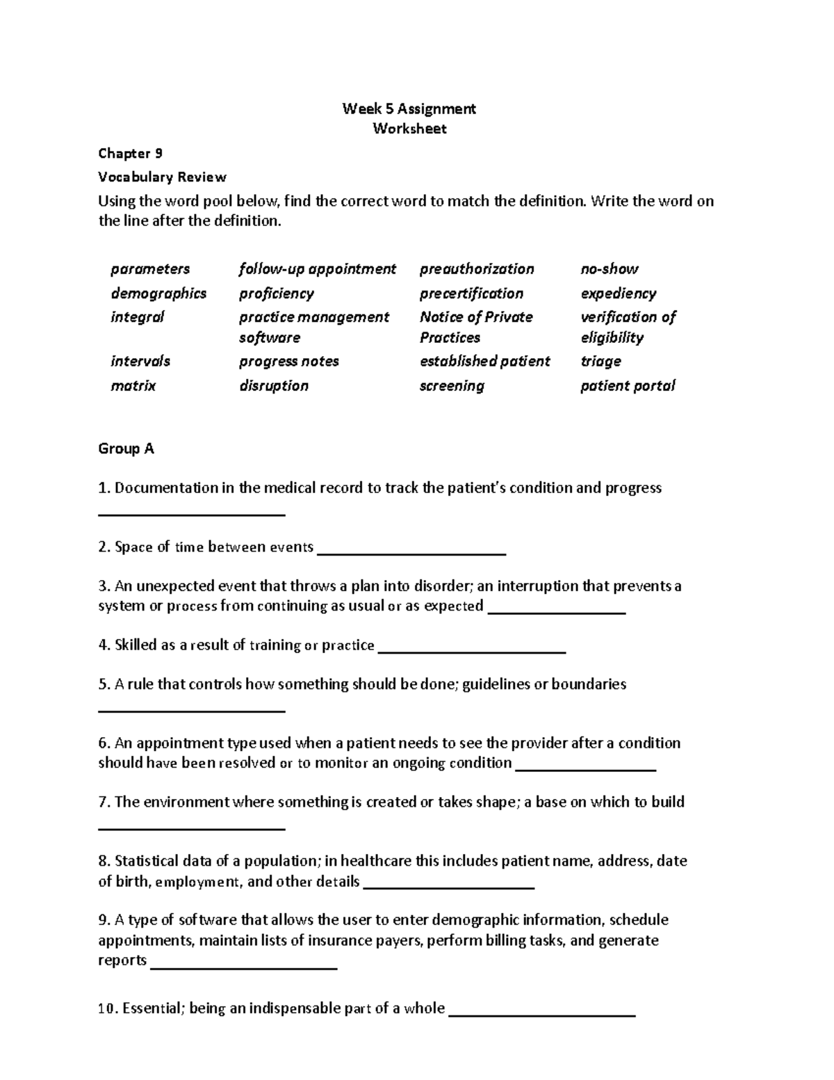 Week+5+Assignment+Worksheet - Week 5 Assignment Wor ksh eet Chapter 9 ...