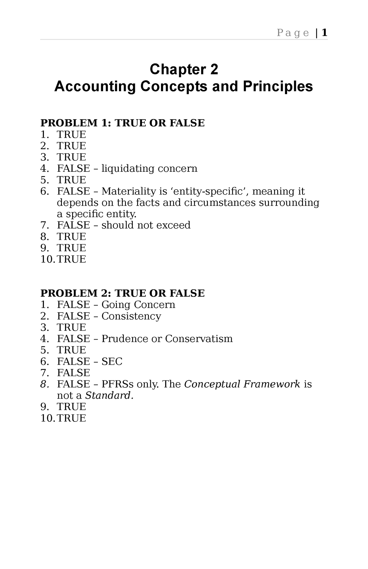 SOL. MAN. Chapter 2 Accounting Concepts AND Principles - P A G E | 1 ...