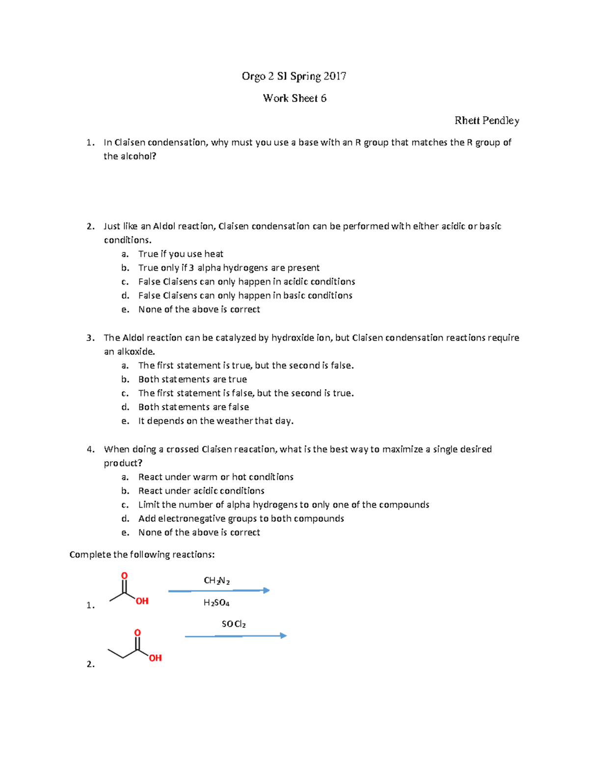 worksheet 7 ch 237 organic chemistry ii uab studocu