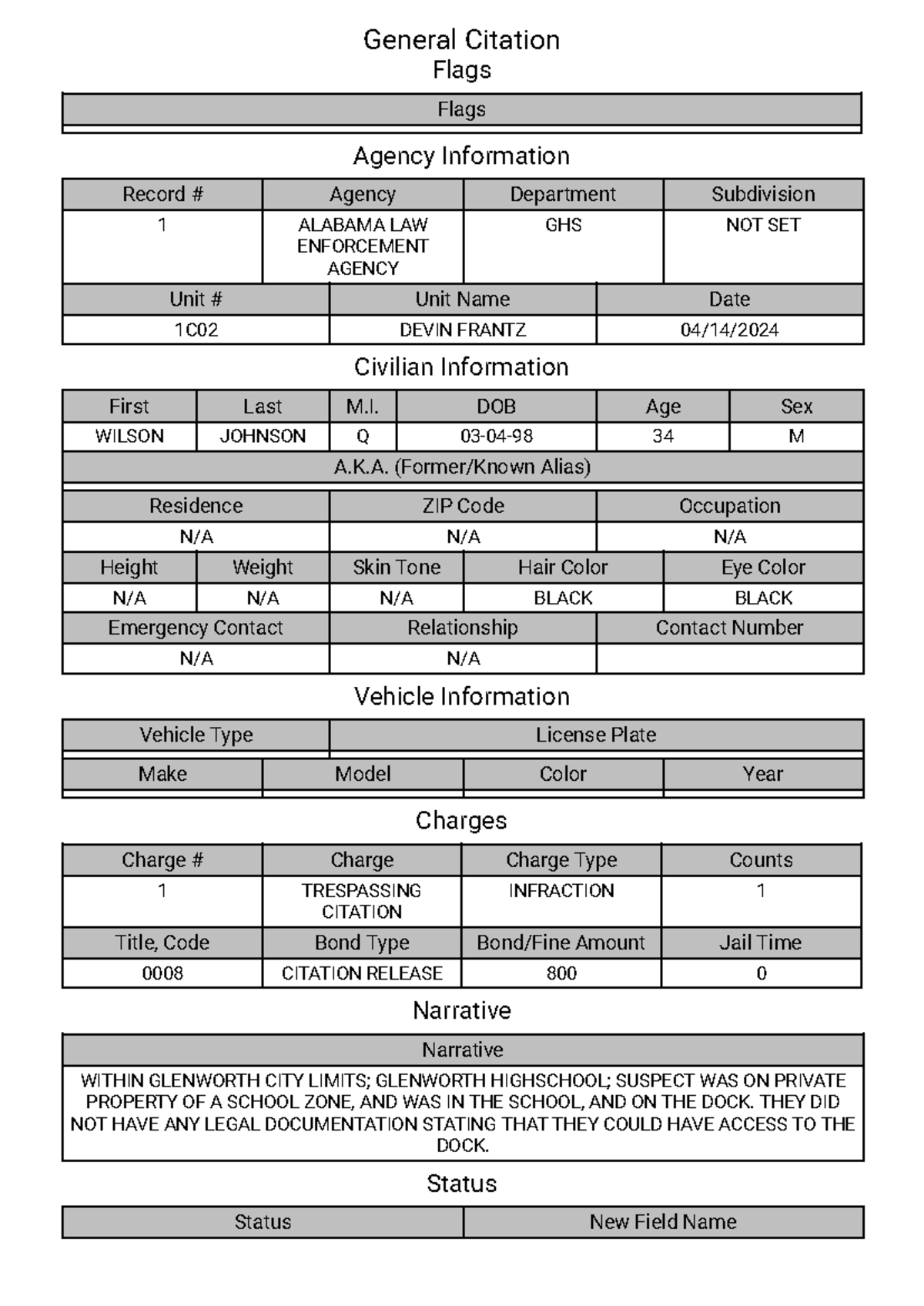 General Citation - General Citation Flags Flags Agency Information ...