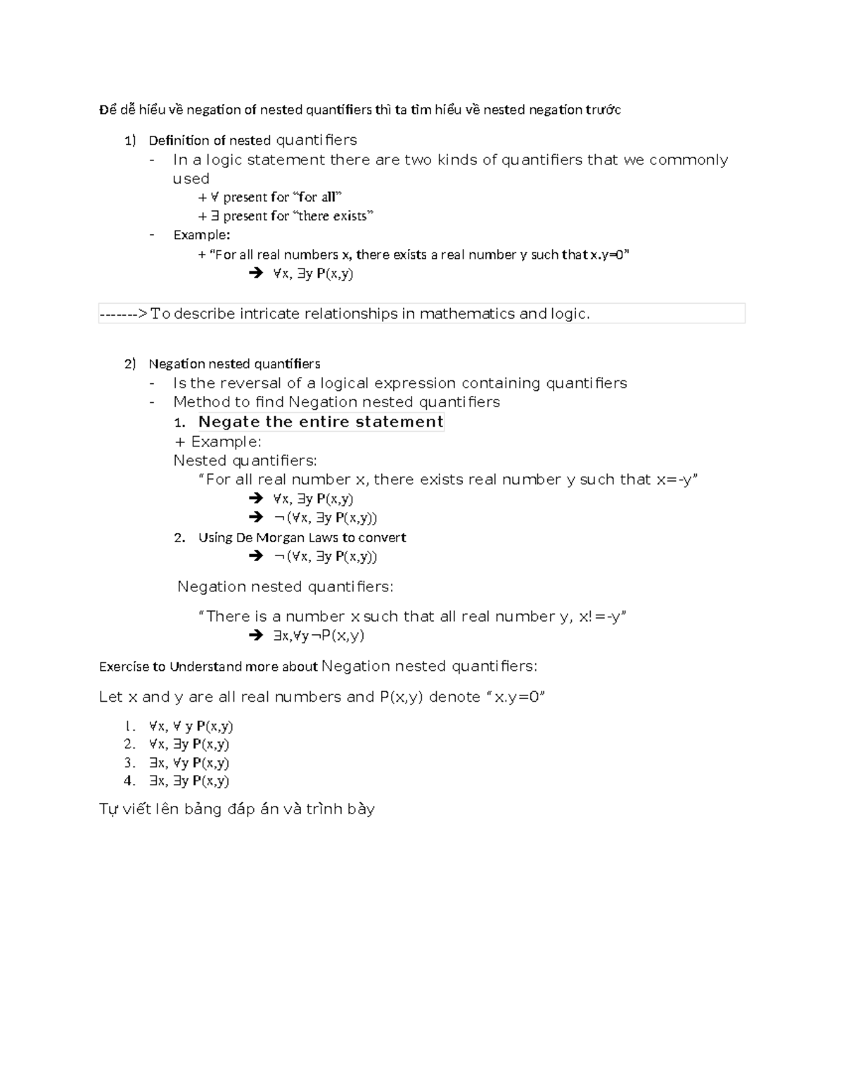 Math-CQ 2 - Để dễ hiểu về negation of nested quantifiers thì ta tìm ...