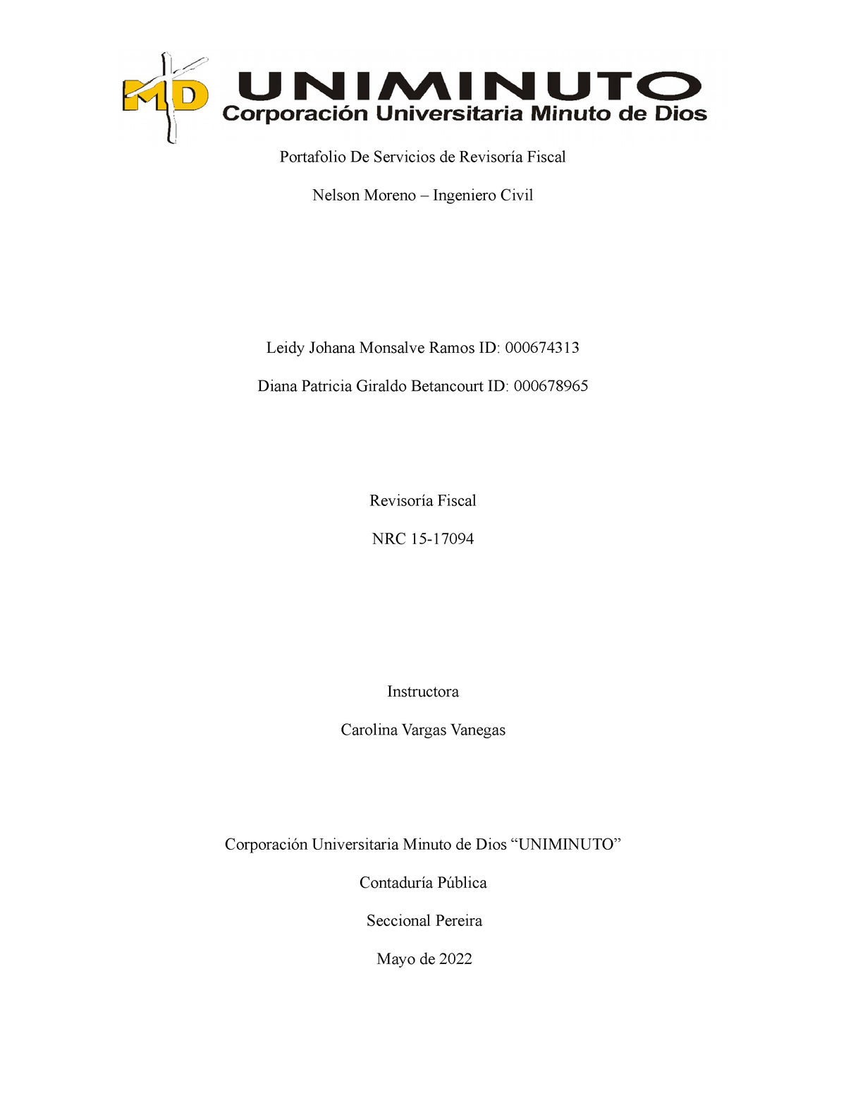 Portafolio De Servicios Revisoría Fiscal Portafolio De Servicios De