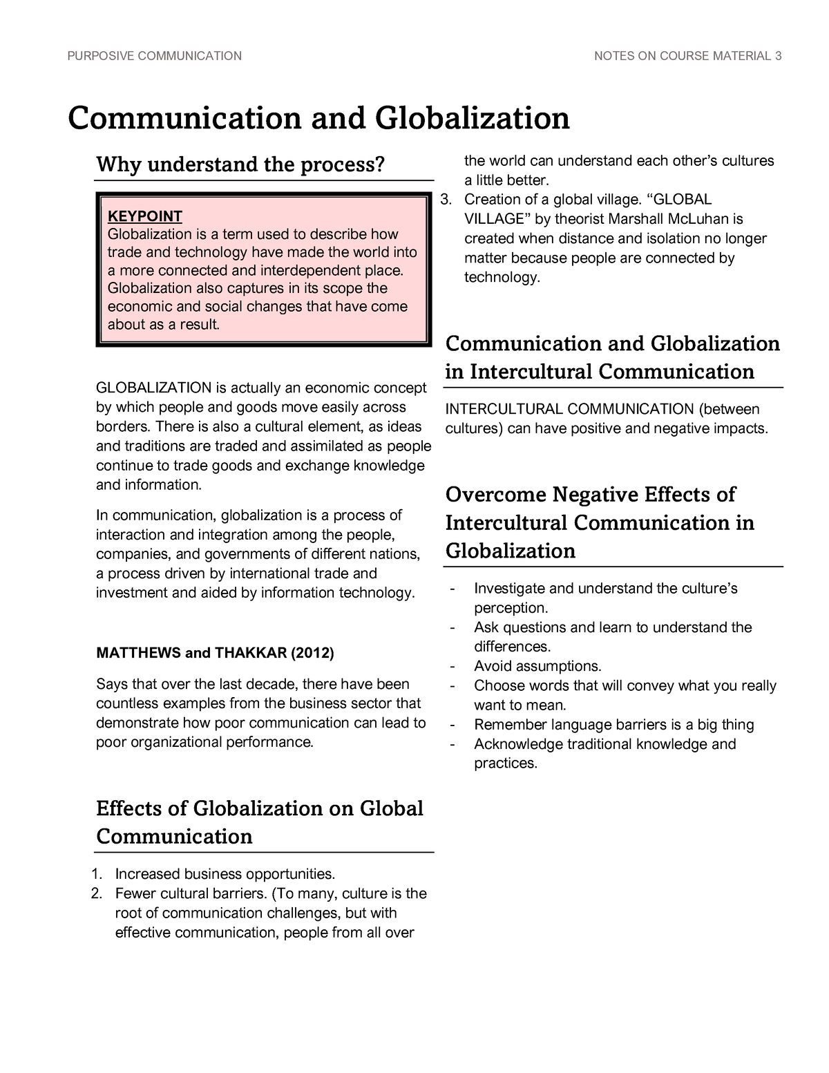 communication and globalization in purposive communication essay