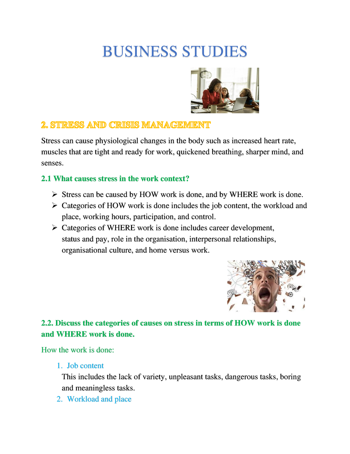 stress and crisis management essay grade 11