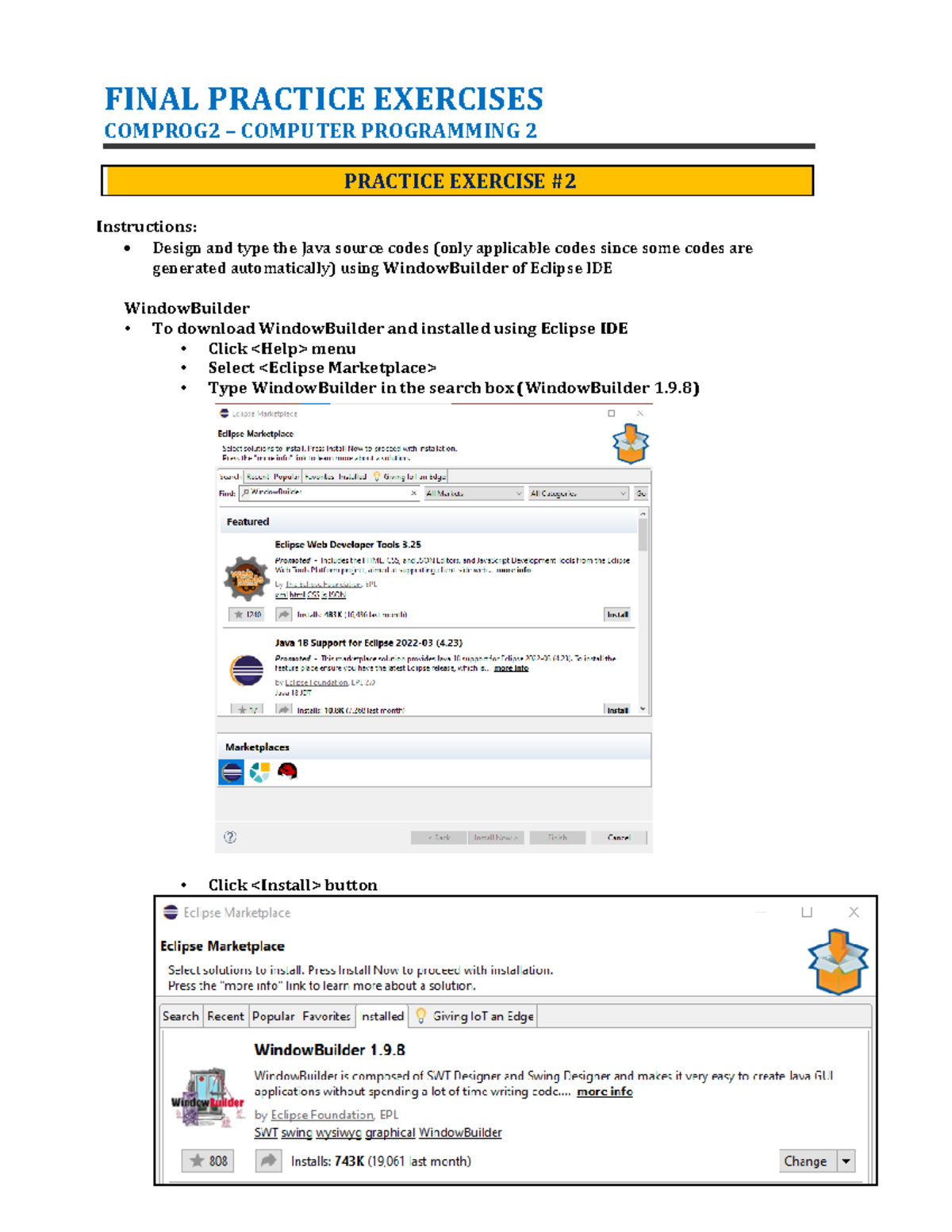 Final Practice Exercise -2 - FINAL PRACTICE EXERCISES COMPROG2 ...