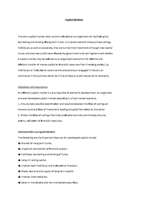 Classification of Financial Market - Financial markets are broadly ...