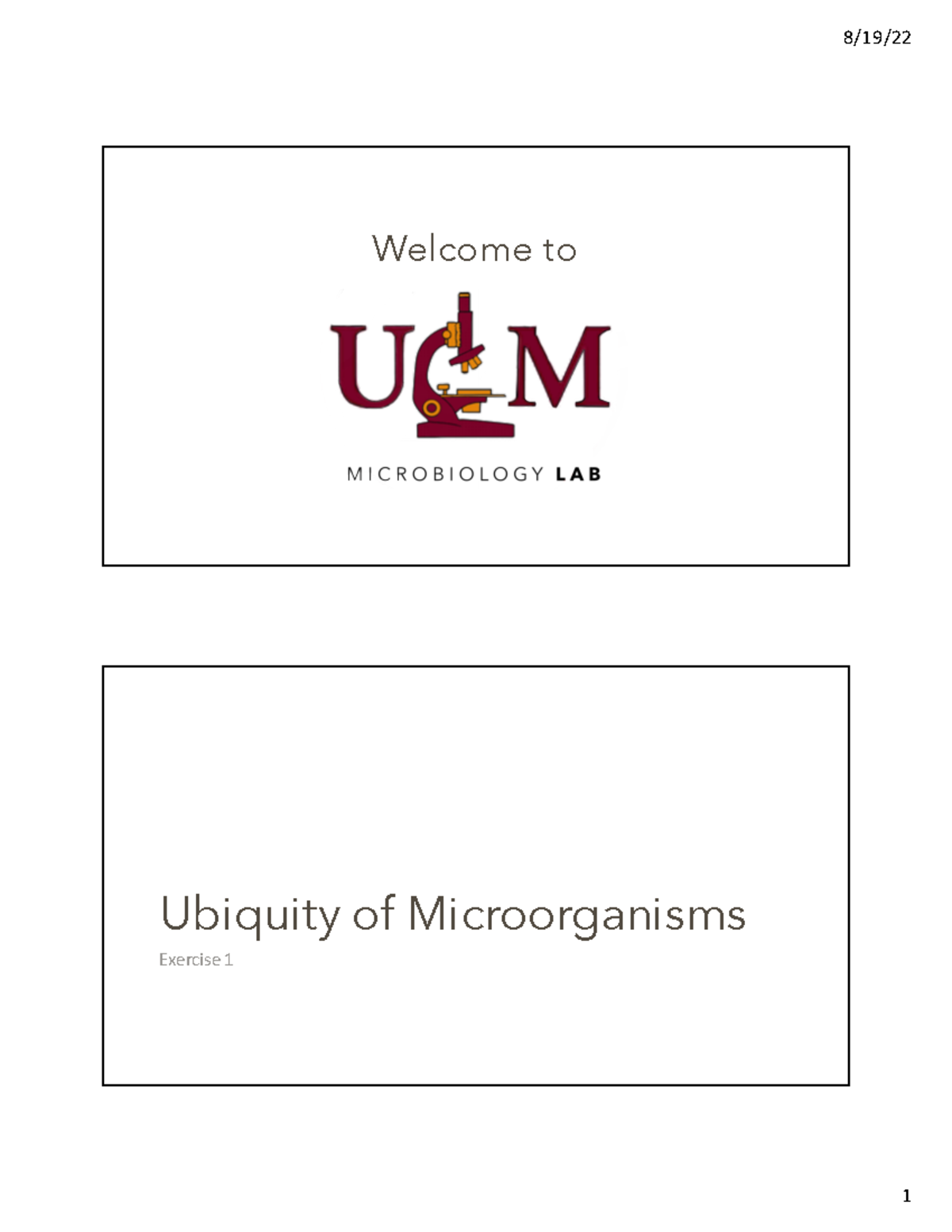 Micro Lab Exercise 1 And 2 - Welcome To Ubiquity Of Microorganisms