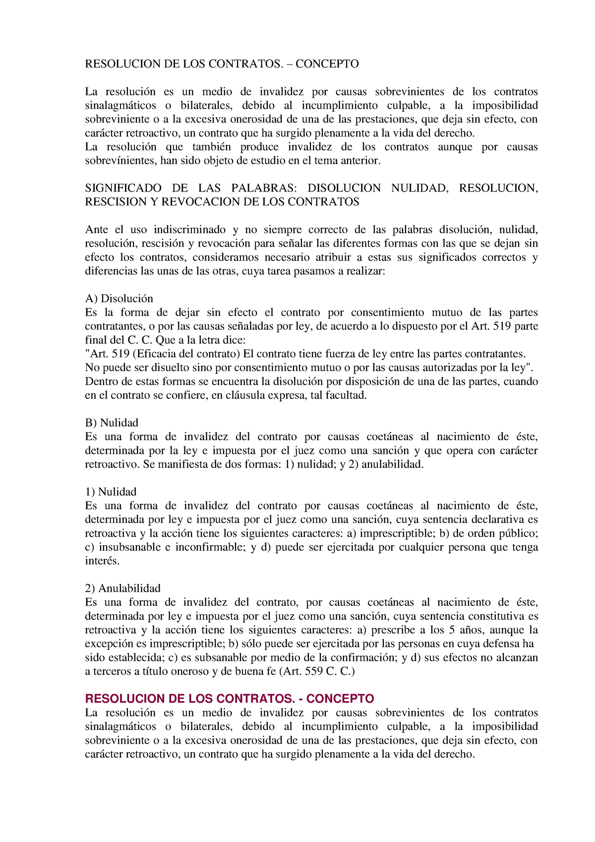 Resolucion De Los Contratos Control De Lectura Copia Resolucion De Los Contratos 9363
