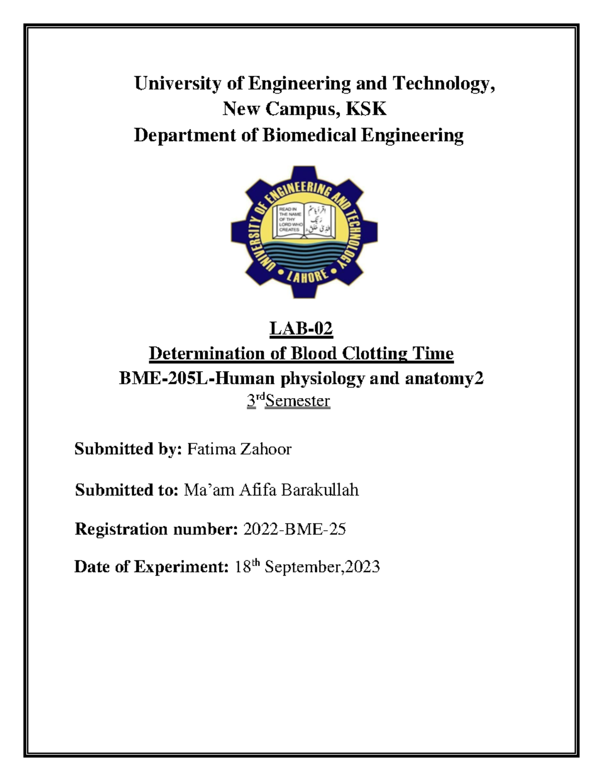 Anatomy 2 Report 2 - no any - University of Engineering and Technology ...