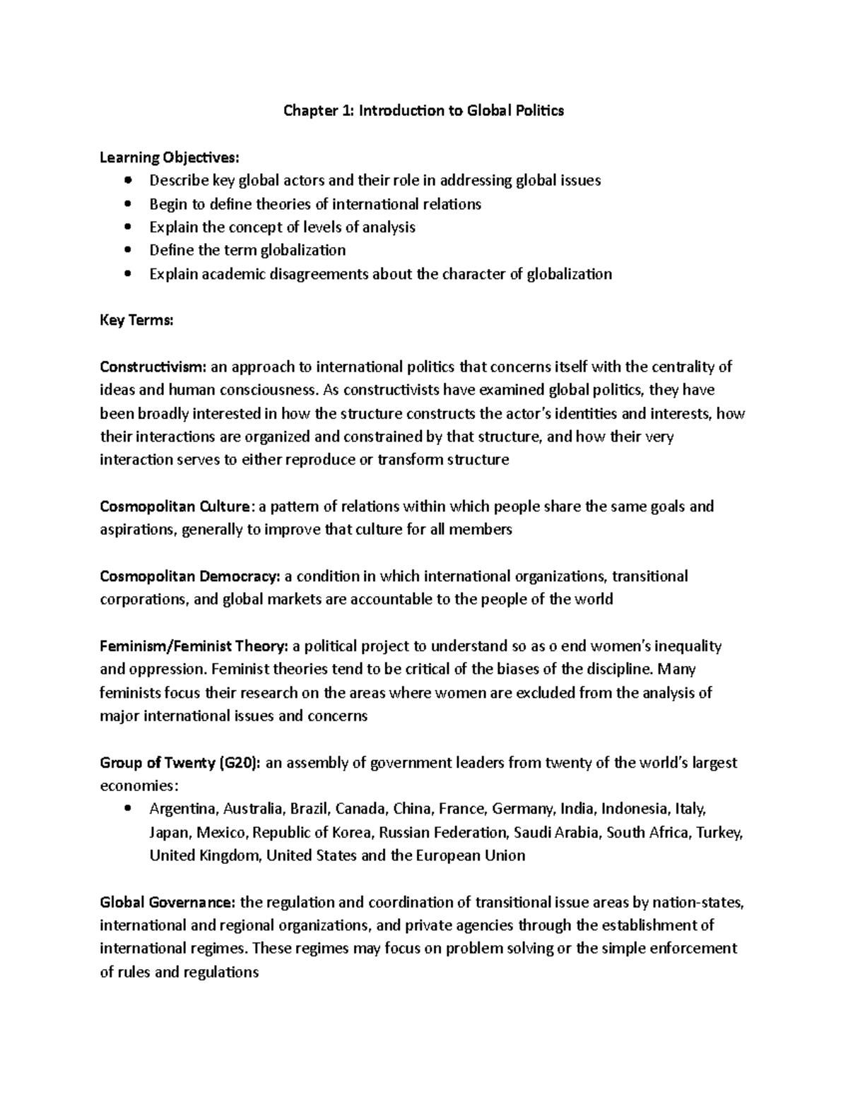 1 4 May 2019, questions and answers - Chapter 1: Introduction to Global ...