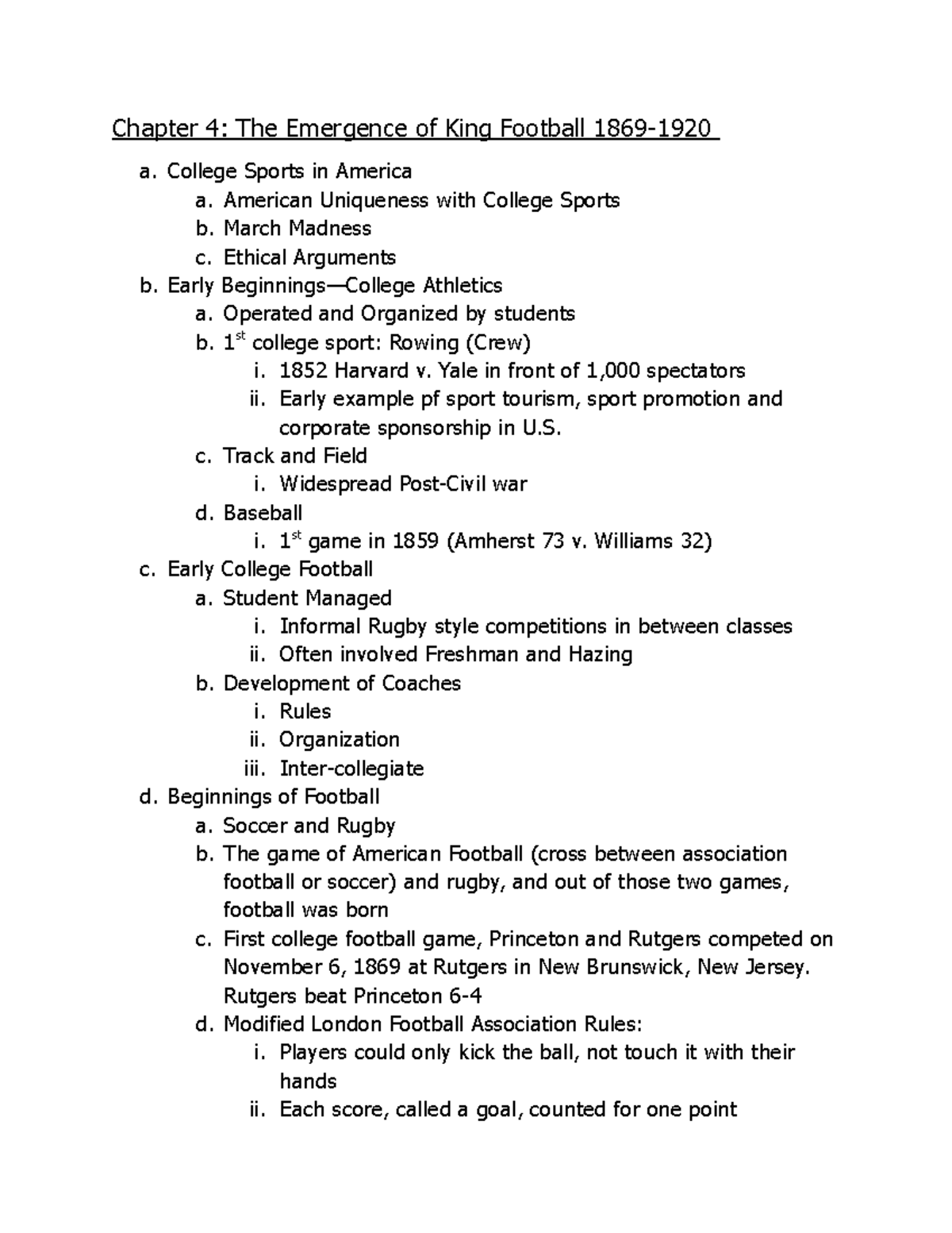 Chapter 4 Lecture notes 1 Chapter 4 The Emergence of King Football