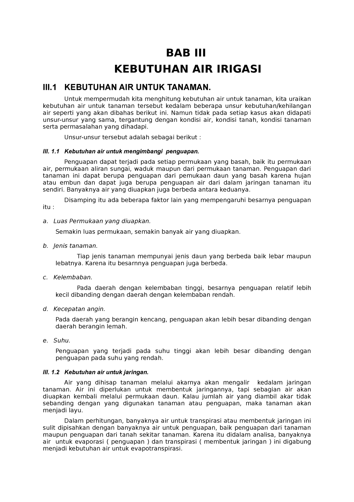 Perancangan Irigasi Dan Bangunan Air - Subbab 3.1.1-3.1.6 - BAB III ...