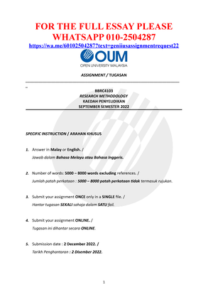 assignment research methodology oum