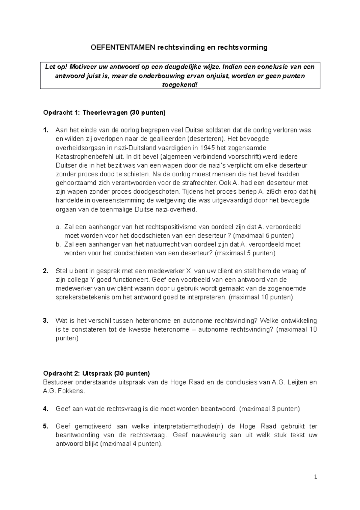 Oefententamen - OEFENTENTAMEN Rechtsvinding En Rechtsvorming Let Op ...