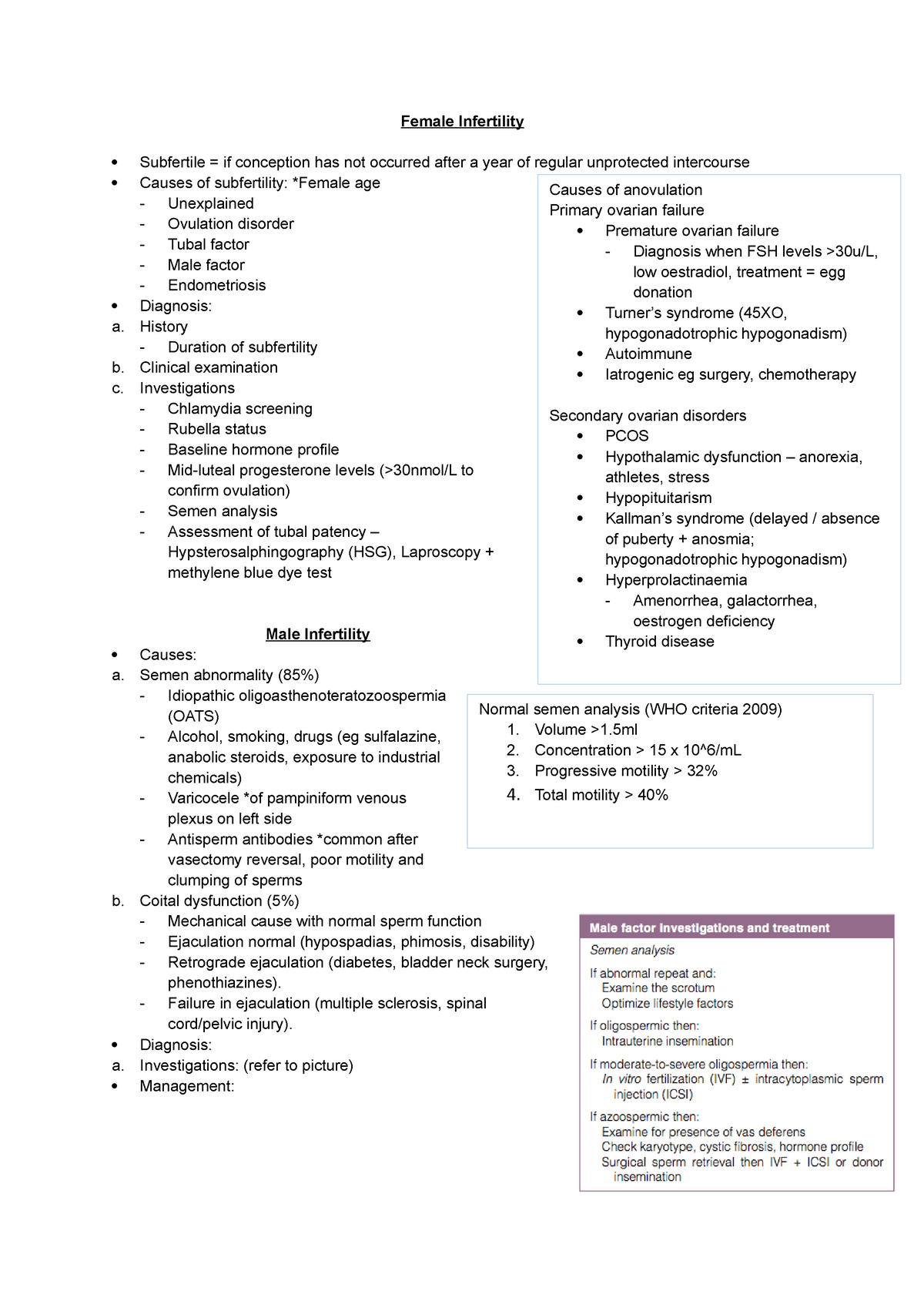 Subfertility - Female Infertility Subfertile = if conception has not ...