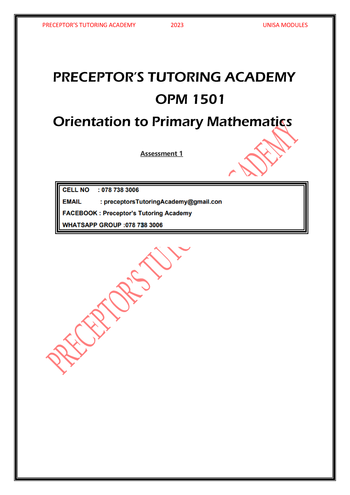 opm1501 assignment 3