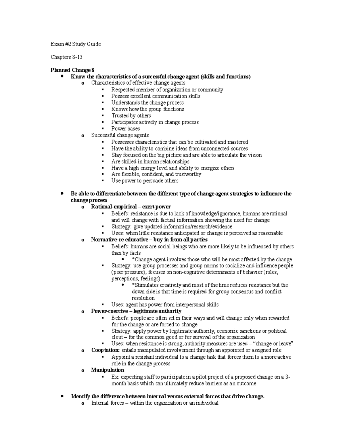 Exam 2 Study Guide (Lecture 4-6) - Exam #2 Study Guide Chapters 8 ...