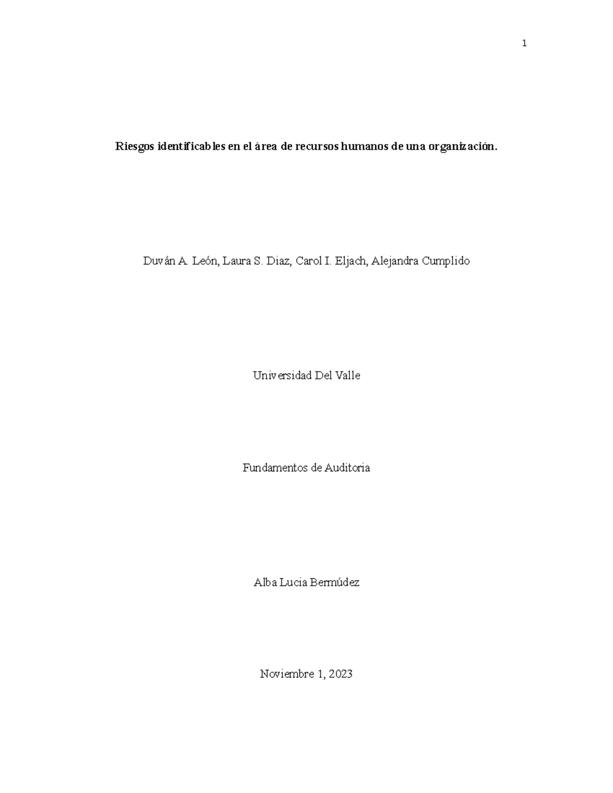Riesgos Recuersos Humanos - Riesgos identificables en el área de ...
