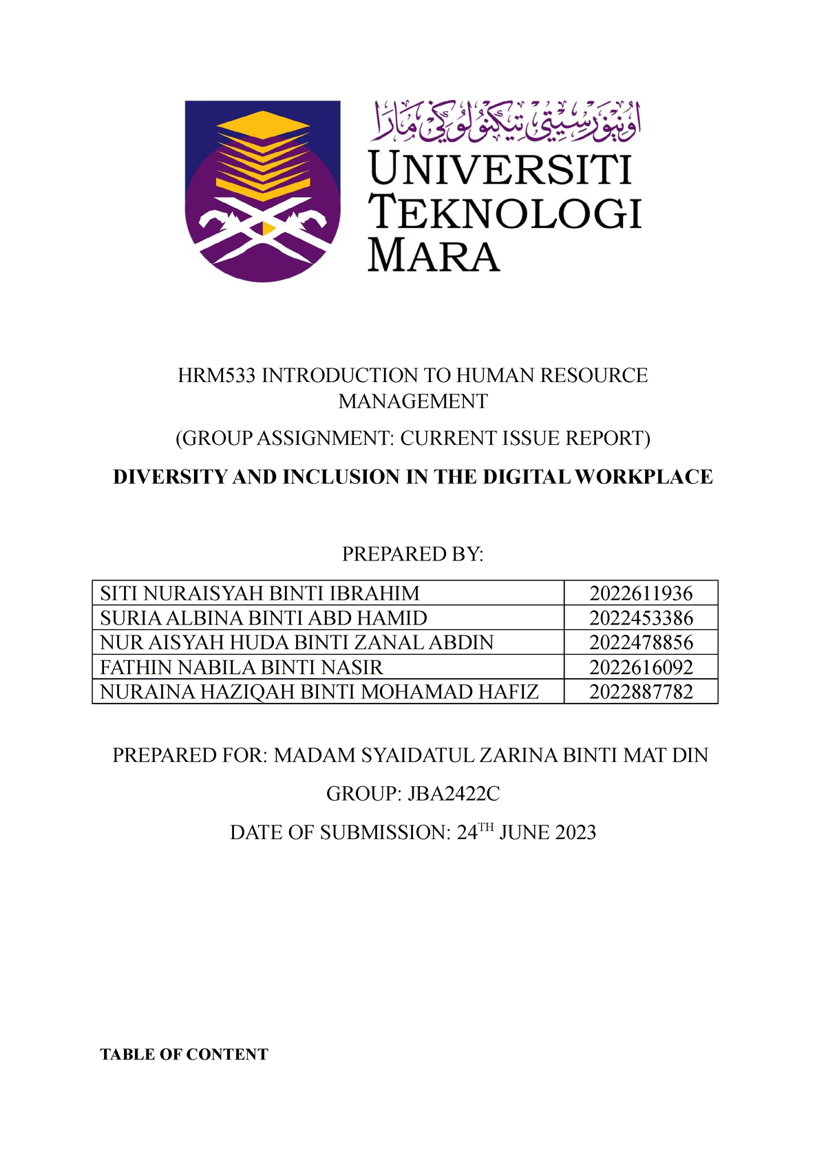 hrm group assignment