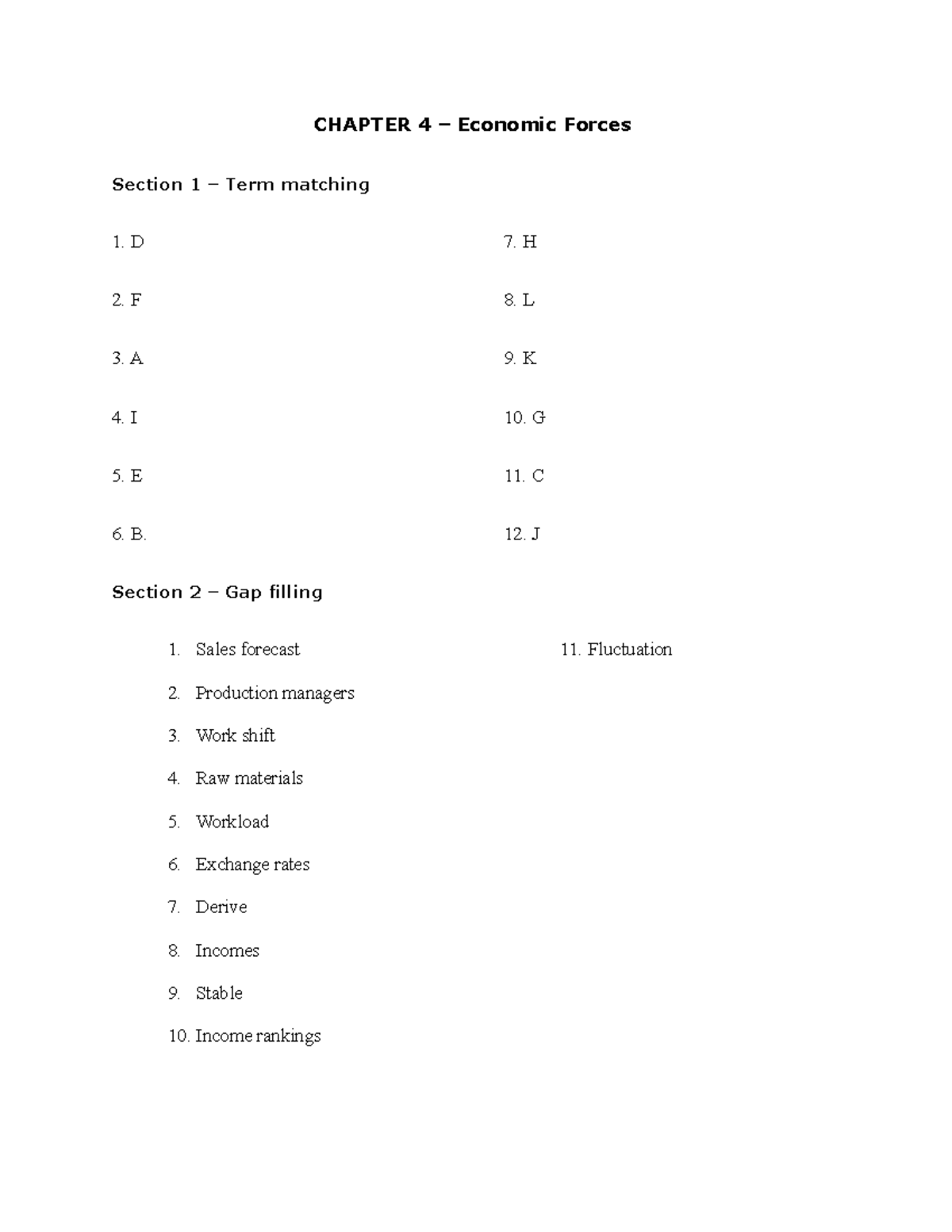 Chapter 4 Economic forces KEY - CHAPTER 4 – Economic Forces Section 1 ...