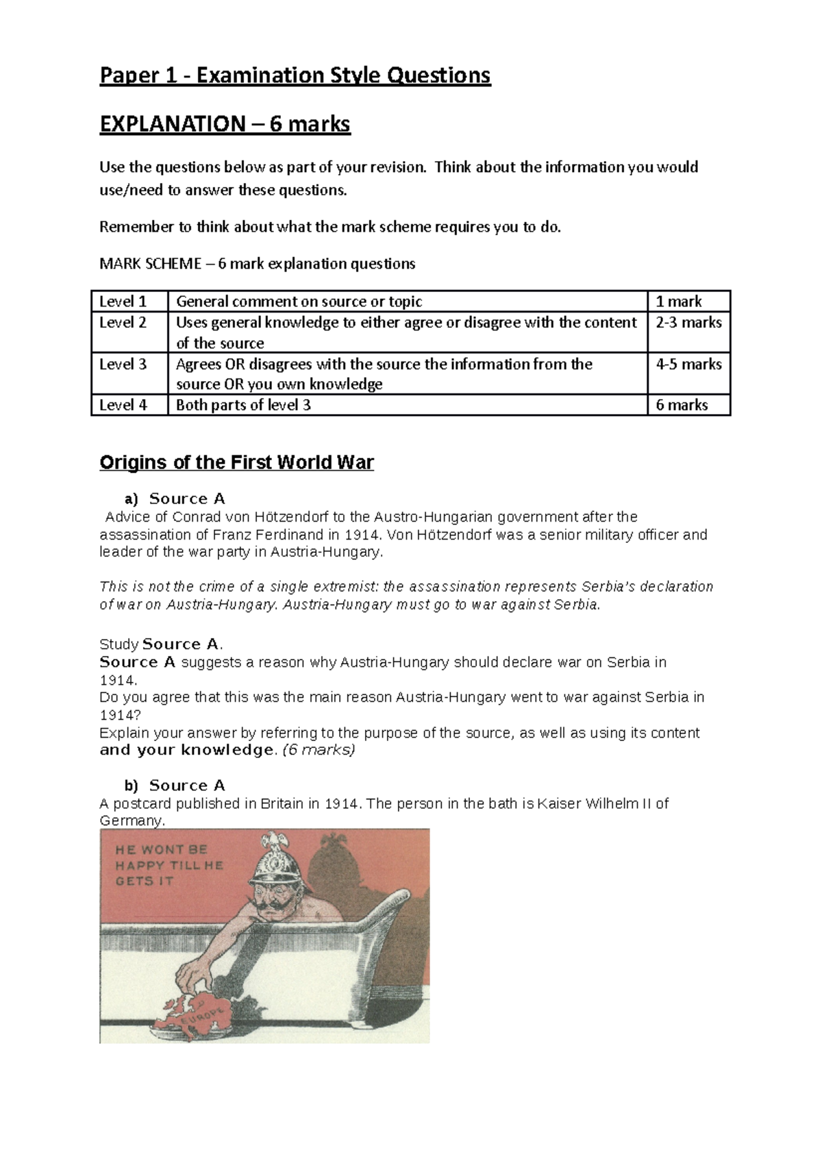 Paper 1 6markquestions - Paper 1 - Examination Style Questions ...