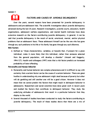 Juvenile Delinquency - MODULE I MODULE I JUVENILE DELINQUENCY ...