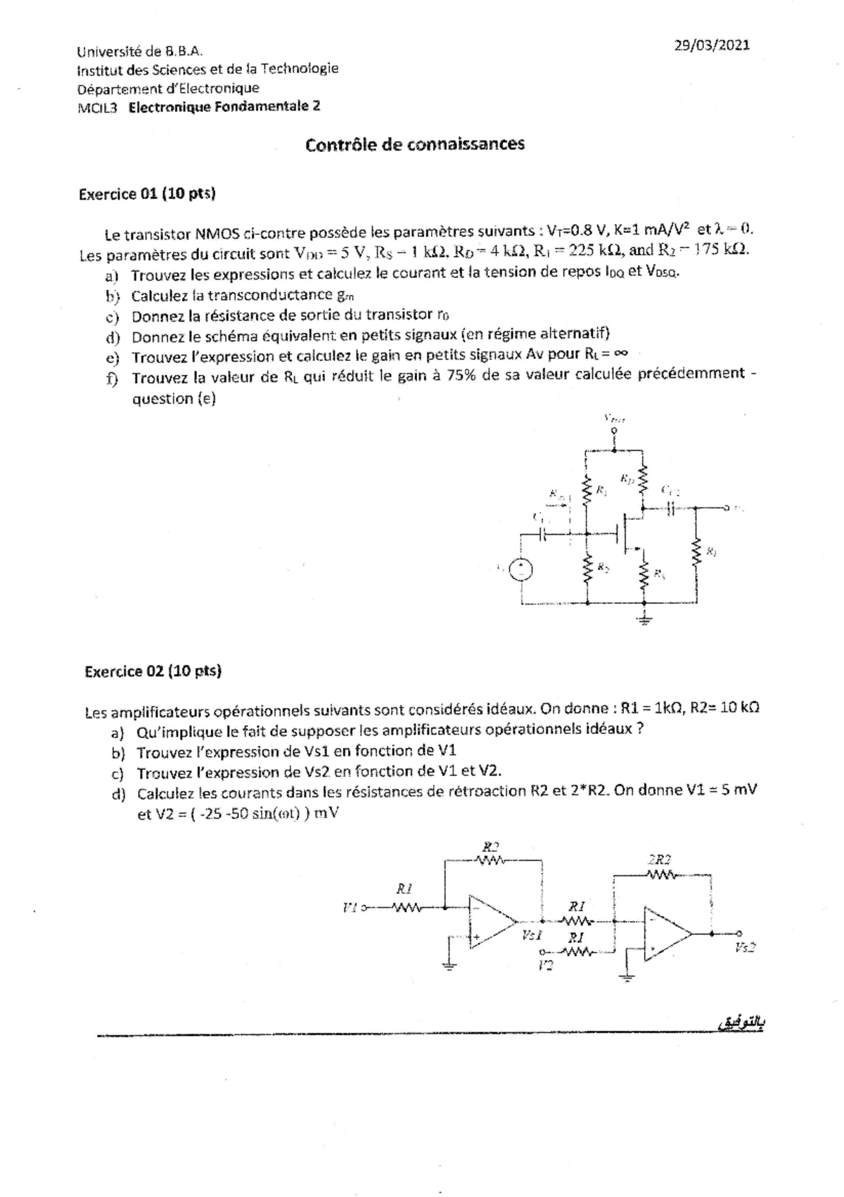 EMD EF2 CORR - Electronique fondamentale - Universit6 de B.B. lnstitr ...