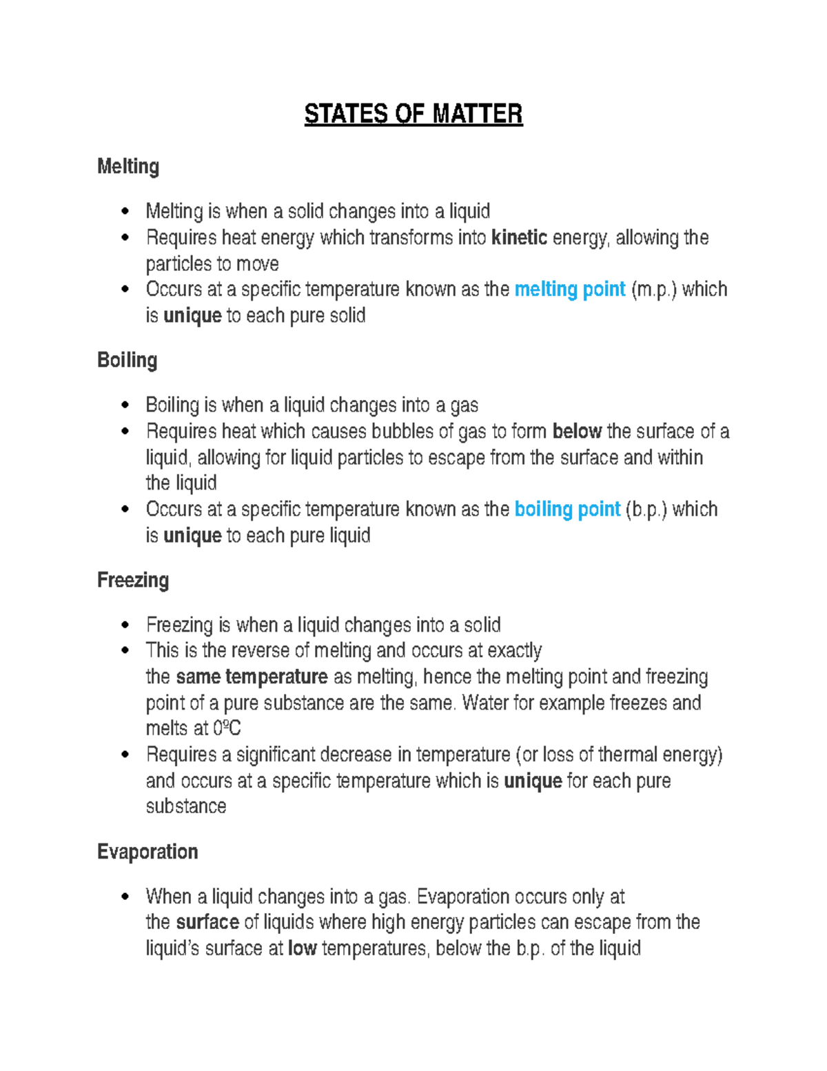 States OF Matter - these notes will help you get good grades as they ...