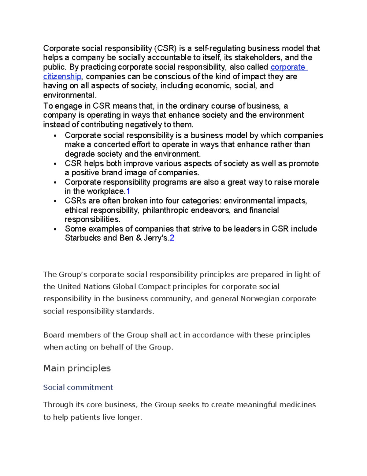 Principles of CSR - Corporate social responsibility (CSR) is a self ...