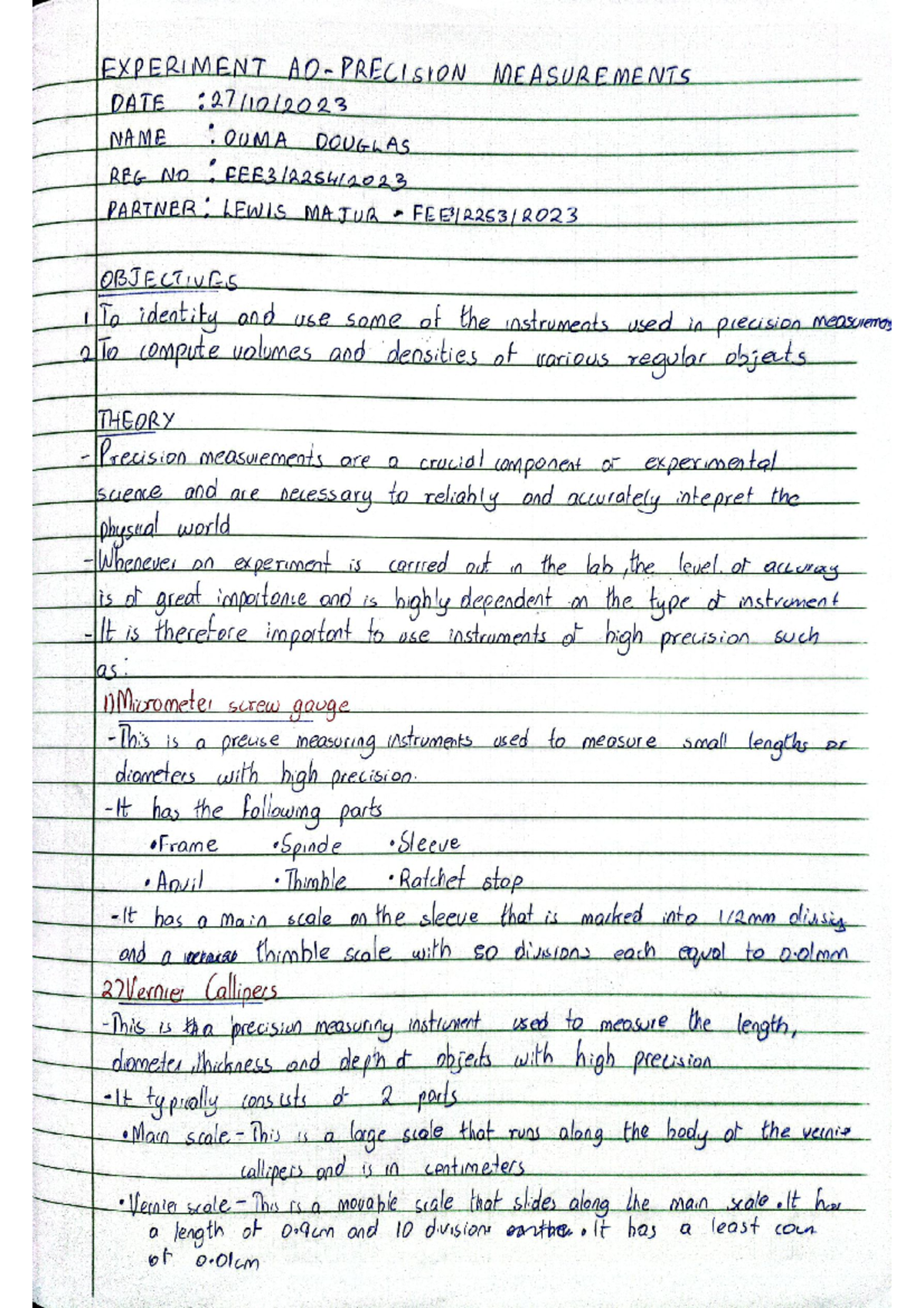 A0 - Precision Measurements Lab Report - Electrical engineering - Studocu