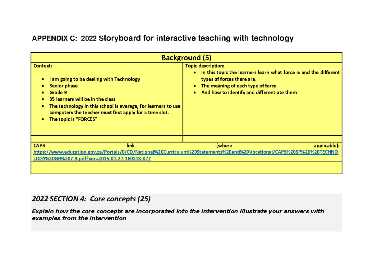 Assignment Background - APPENDIX C: 2022 Storyboard for interactive ...