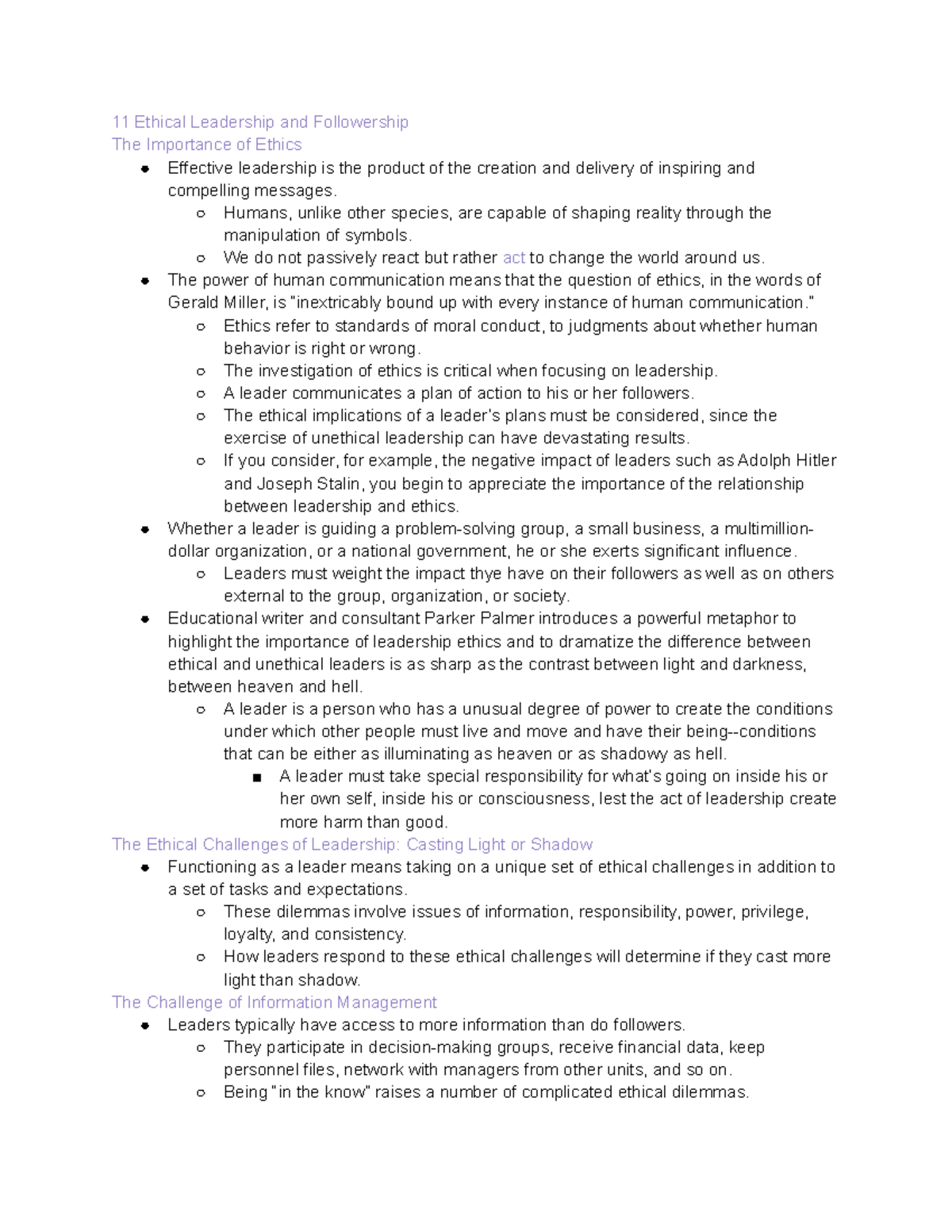 assignment chapter 11 ethical leadership