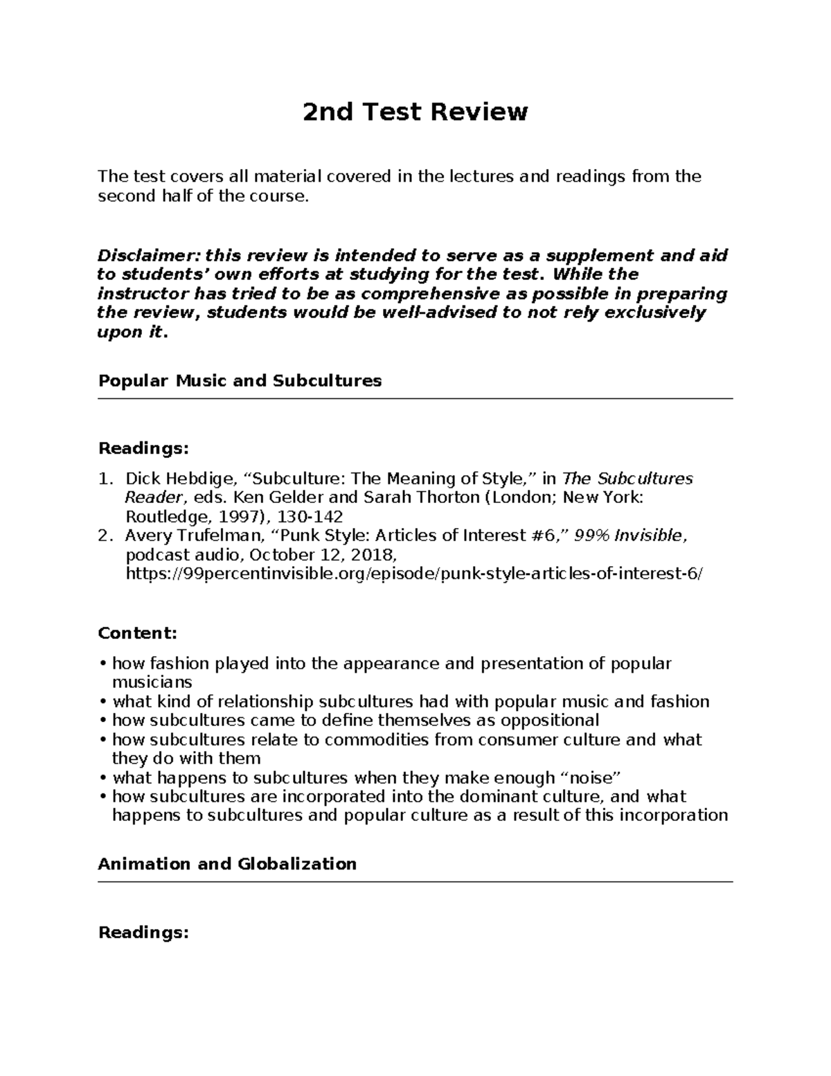 SOC 202 W24 - 2nd Test Review - 2nd Test Review The test covers all ...