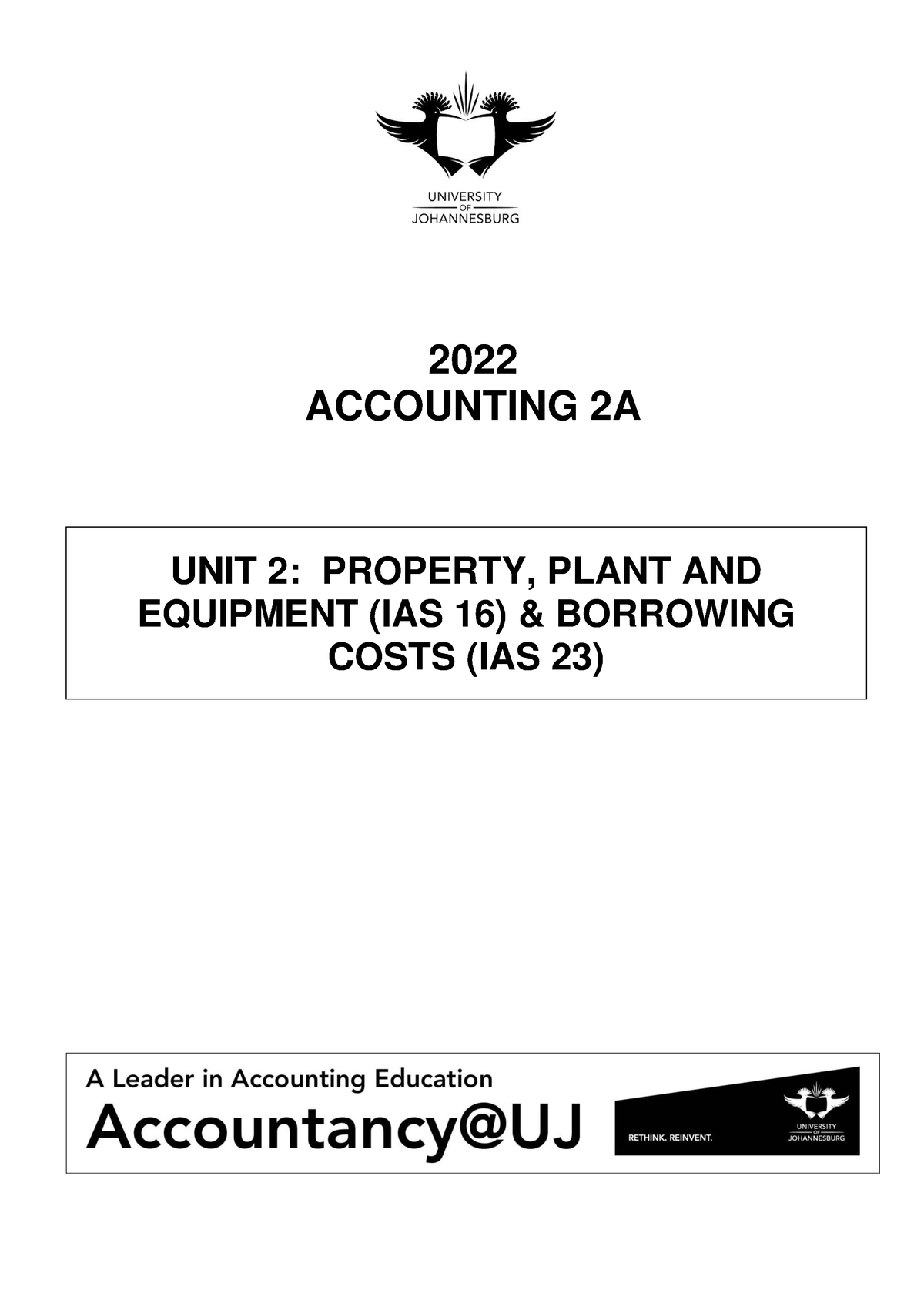 Unit 3(IAS 16) Property, plant and equipment (2024) 2022 ACCOUNTING 2A UNIT 2 PROPERTY