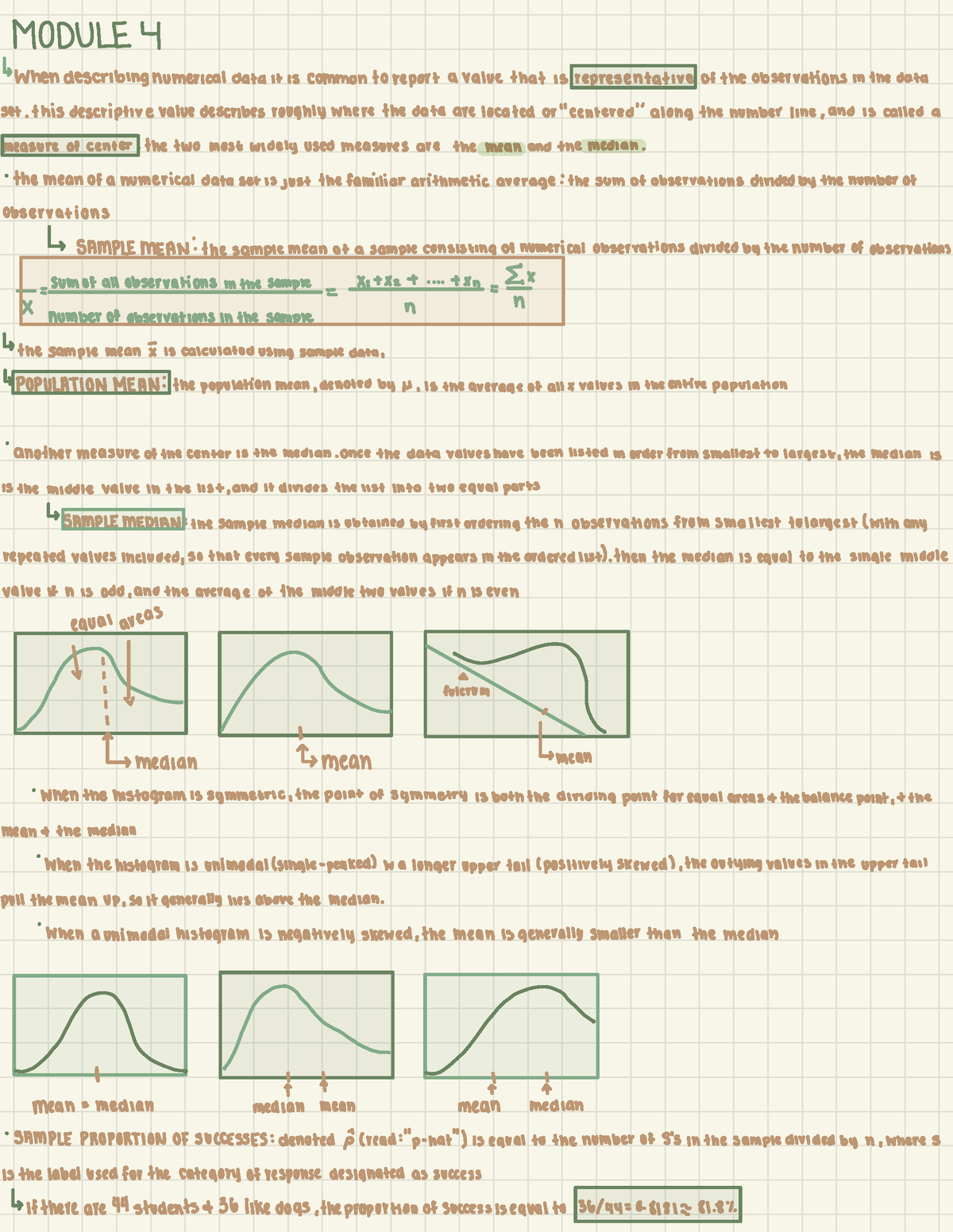 Module 4 - Chapter 4 Notes - MODULE 4 When Describing Numerical Data ...