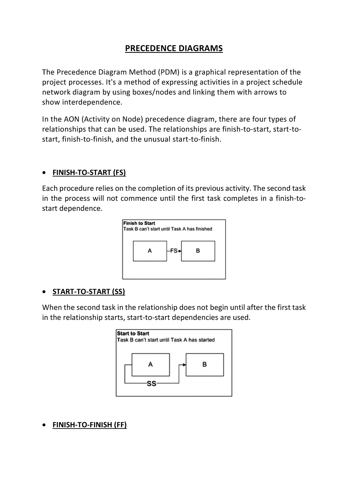 Aon Aon Assignment Precedence Diagrams The Precedence Diagram Method Pdm Is A Graphical 2138