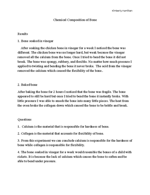 Kimberly Hamilton Chicken Leg Dissection Experiment Biol 2010 Studocu