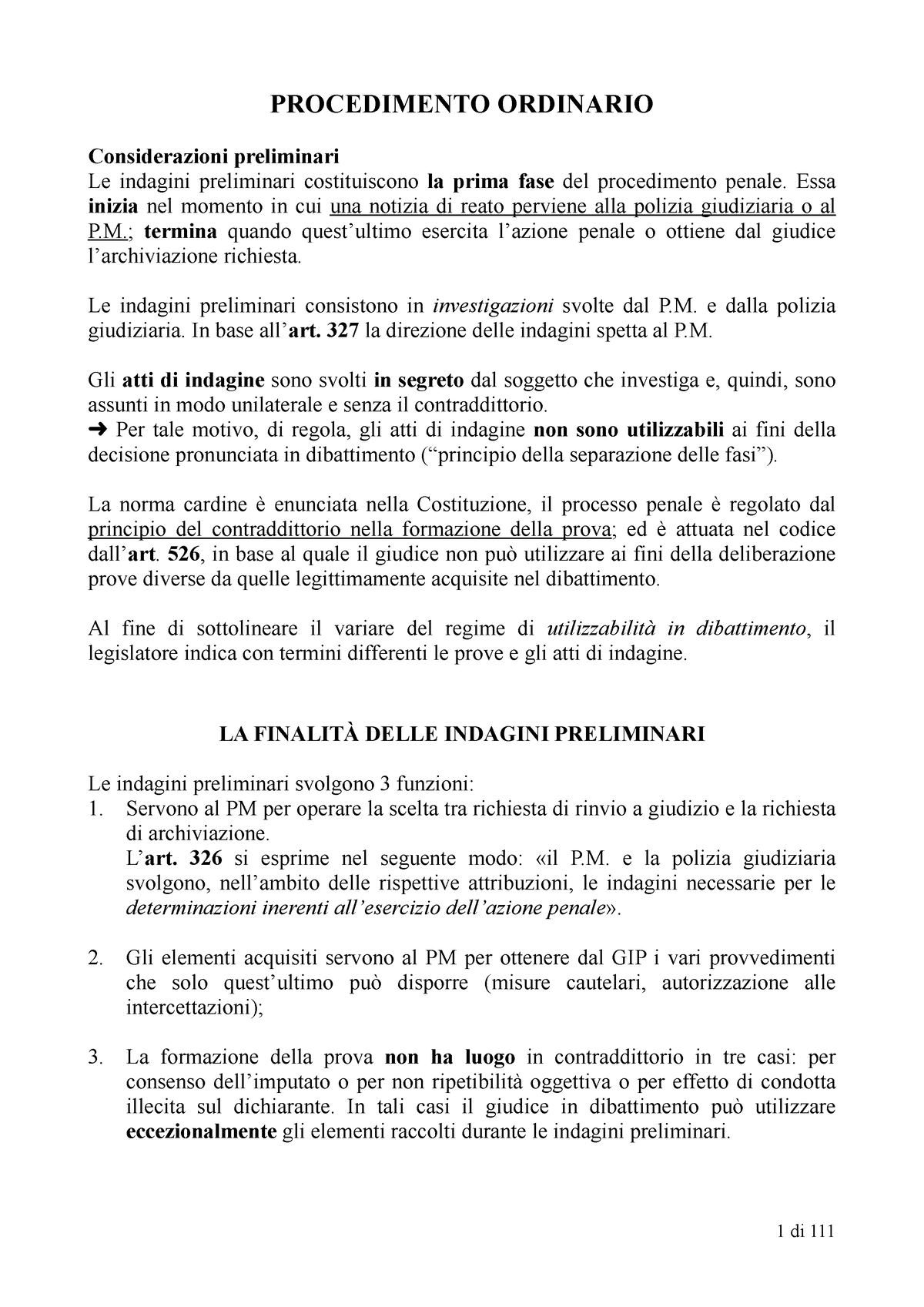 Procedimento Ordinario - PROCEDIMENTO ORDINARIO Considerazioni ...