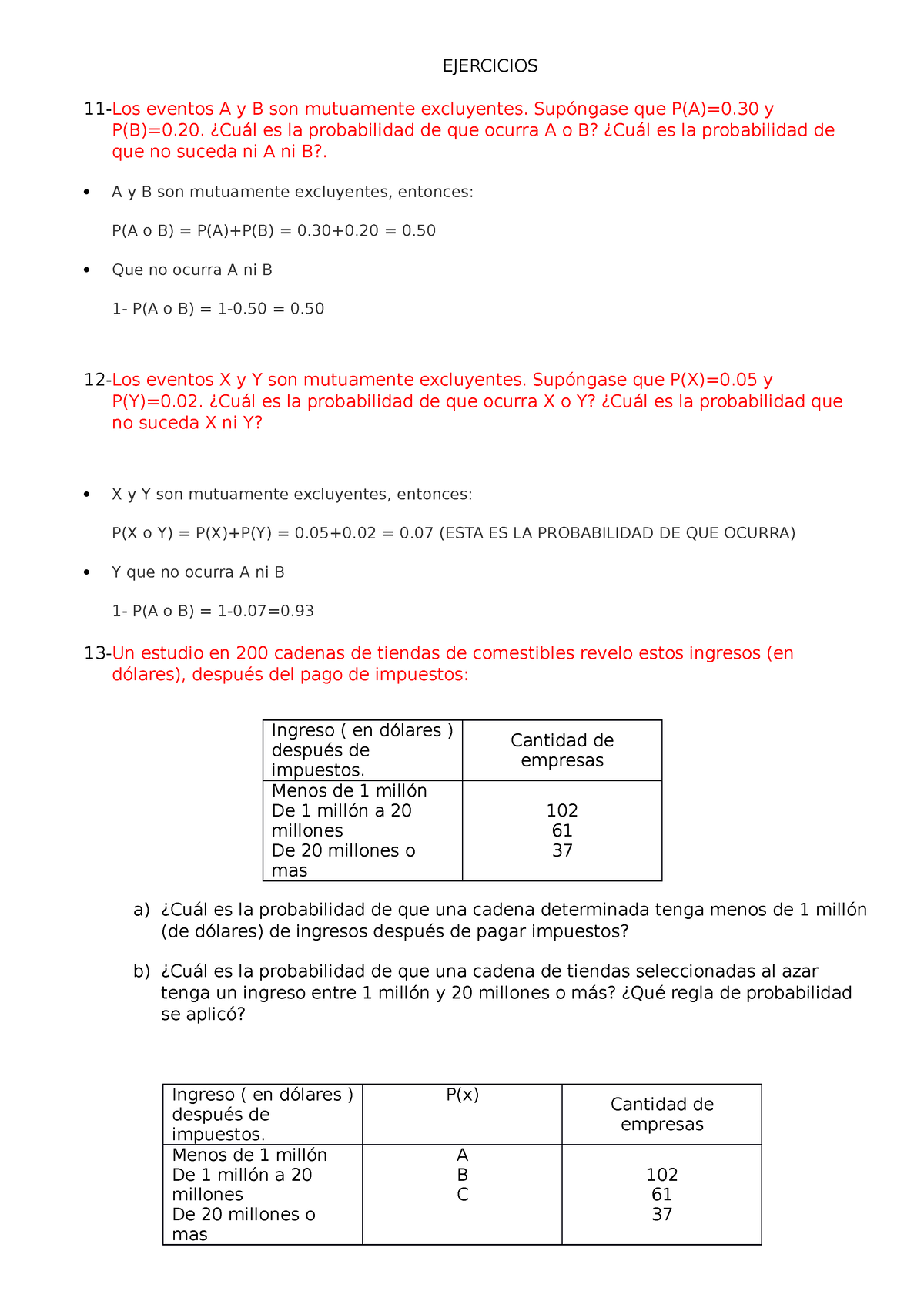 Ejercicios Del 11 Al 2 2 Resueltos - EJERCICIOS 11-Los Eventos A Y B ...